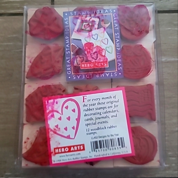 A YEAR OF STAMPS MONTH 1998 Holidays Hero Arts LL452 SET KIT wood Rubber Stamp - Picture 2 of 9